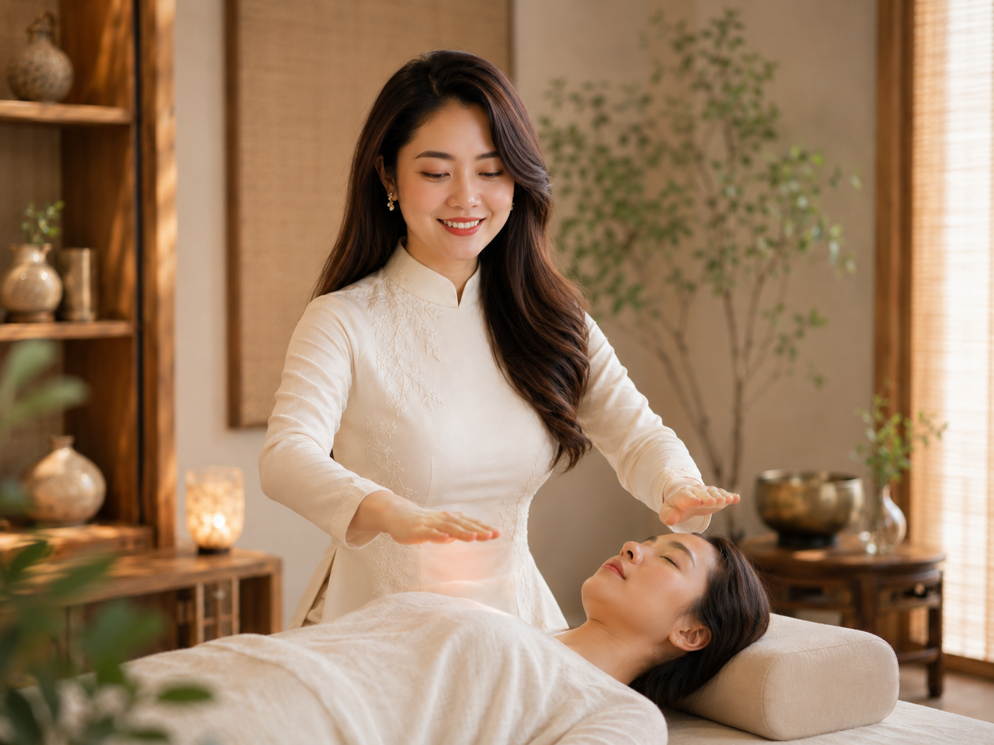 Thực hành Reiki cân bằng năng lượng trong không gian an lành
